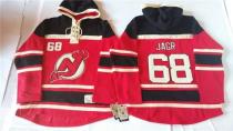 New Jersey Devils -68 Jaromir Jagr Red Sawyer Hooded Sweatshirt Stitched NHL Jersey