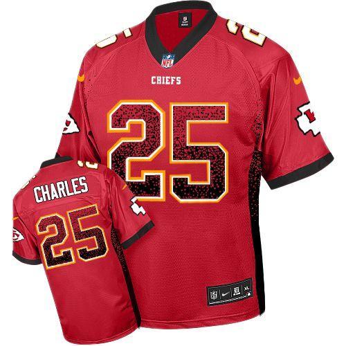 Nike Kansas City Chiefs #25 Jamaal Charles Red Team Color Men's Stitched NFL Elite Drift Fashion Jer