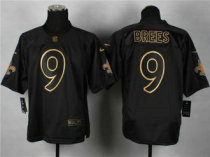 Nike New Orleans Saints -9 Drew Brees Black Gold No Fashion NFL Elite Jersey