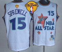 Golden State Warriors -15 Latrell Sprewell White 1995 All Star Throwback The Finals Patch Stitched N
