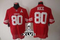 Nike San Francisco 49ers -80 Jerry Rice Red Team Color Super Bowl XLVII Mens Stitched NFL Elite Jers