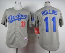 Los Angeles Dodgers -11 Jimmy Rollins Grey Cool Base Stitched MLB Jersey
