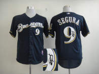 Autographed MLB Milwaukee Brewers -9 Jean Segura Blue Cool Base Stitched Jersey