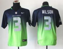 Nike Seattle Seahawks #3 Russell Wilson Steel Blue Green Men‘s Stitched NFL Elite Fadeaway Fashion J