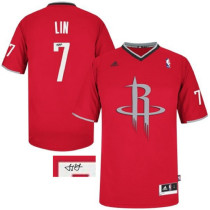 Autographed Houston Rockets -7 Jeremy Lin 2013 Christmas Day Swingman Red Jersey