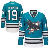 San Jose Sharks -19 Joe Thornton Teal 25th Anniversary Stitched NHL Jersey