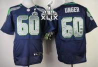 Nike Seattle Seahawks #60 Max Unger Steel Blue Team Color Super Bowl XLIX Men‘s Stitched NFL Elite J