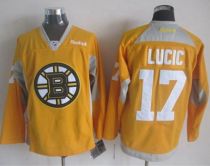 Boston Bruins -17 Milan Lucic Yellow Practice Stitched NHL Jersey