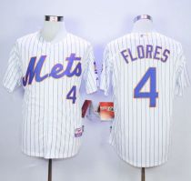 New York Mets -4 Wilmer Flores White Blue Strip Home Cool Base Stitched MLB Jersey