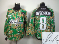Autographed NHL Washington Capitals -8 Alex Ovechkin Camo Veterans Day Practice Jersey