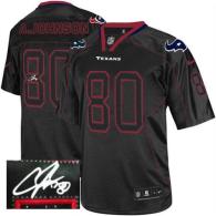 Nike Houston Texans #80 Andre Johnson Lights Out Black Men's Stitched NFL Elite Autographed Jersey
