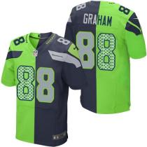 Nike Seahawks -88 Jimmy Graham Steel Blue Green Stitched NFL Elite Split Jersey