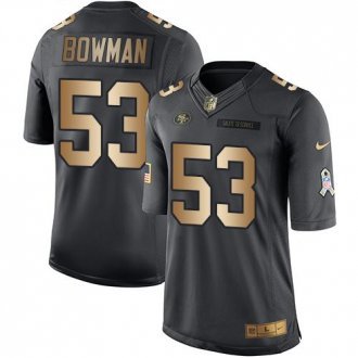 Nike 49ers -53 NaVorro Bowman Black Stitched NFL Limited Gold Salute To Service Jersey