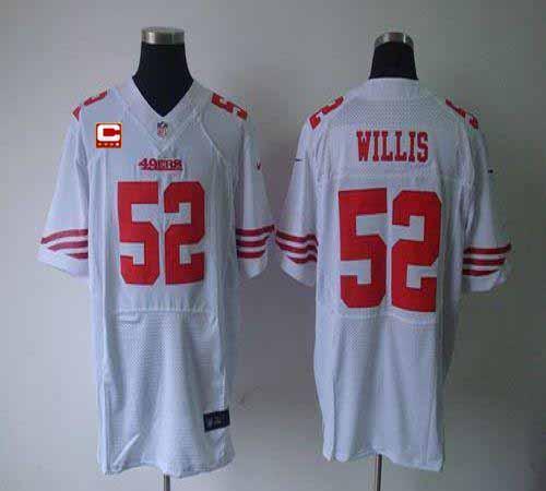 Nike San Francisco 49ers #52 Patrick Willis White With C Patch Men‘s Stitched NFL Elite Jersey