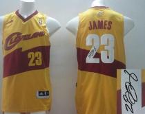 New Revolution 30 Autographed Cleveland Cavaliers -23 LeBron James Yellow Stitched NBA Jersey