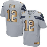 Nike Seahawks -12 Fan Grey Alternate Stitched NFL Elite Gold Jersey