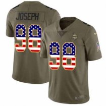 Nike Vikings -98 Linval Joseph Olive USA Flag Stitched NFL Limited 2017 Salute To Service Jersey