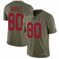 Nike 49ers -80 Jerry Rice Olive Stitched NFL Limited 2017 Salute to Service Jersey