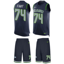 Seahawks -74 George Fant Steel Blue Team Color Stitched NFL Limited Tank Top Suit Jersey