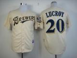 Milwaukee Brewers -20 Jonathan Lucroy Cream YOUniform Cool Base Stitched MLB Jersey