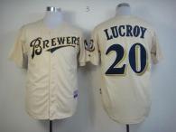 Milwaukee Brewers -20 Jonathan Lucroy Cream YOUniform Cool Base Stitched MLB Jersey