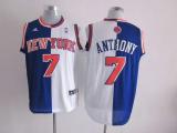 New York Knicks -7 Carmelo Anthony Blue White Split Fashion Stitched NBA Jersey
