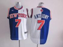 New York Knicks -7 Carmelo Anthony Blue White Split Fashion Stitched NBA Jersey