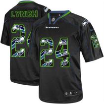 Nike Seattle Seahawks #24 Marshawn Lynch New Lights Out Black Men‘s Stitched NFL Elite Jersey