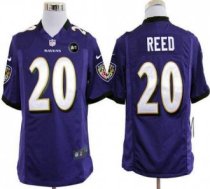 Nike Ravens -20 Ed Reed Purple Team Color With Art Patch Stitched NFL Game Jersey