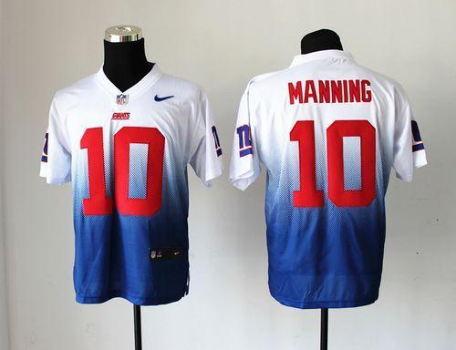 Nike New York Giants #10 Eli Manning Royal Blue White Men's Stitched NFL Elite Fadeaway Fashion Jers