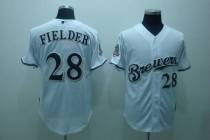 Milwaukee Brewers -28 Prince Fielder Stitched White Cool Base MLB Jersey