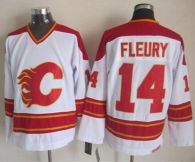 Calgary Flames -14 Theoren Fleury White CCM Throwback Stitched NHL Jersey