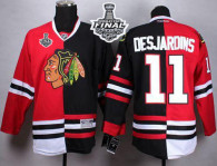 Chicago Blackhawks -11 Andrew Desjardins Red Black Split 2015 Stanley Cup Stitched NHL Jersey