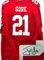 Nike San Francisco 49ers #21 Frank Gore Red Team Color Men‘s Stitched NFL Elite Autographed Jersey