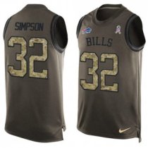 Nike Bills -32 O J  Simpson Green Stitched NFL Limited Salute To Service Tank Top Jersey
