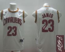 Revolution 30 Autographed Cleveland Cavaliers -23 LeBron James White Home Stitched NBA Jersey