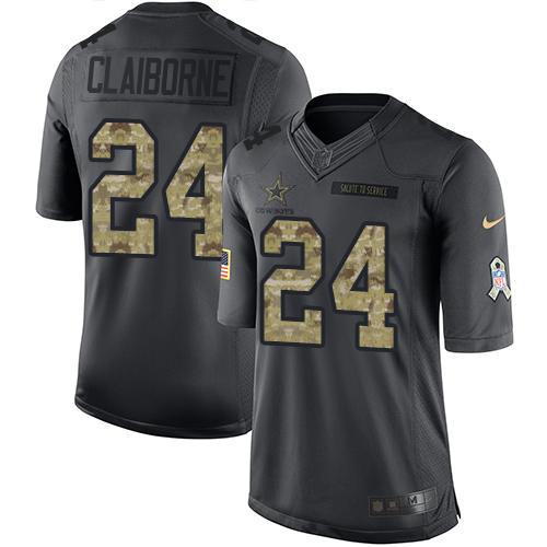 Dallas Cowboys -24 Morris Claiborne Nike Anthracite 2016 Salute to Service Jersey