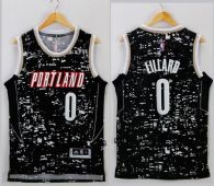 Portland Trail Blazers -0 Damian Lillard Black City Light Stitched NBA Jersey