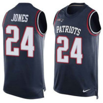 Nike Patriots -24 Cyrus Jones Navy Blue Team Color Stitched NFL Limited Tank Top Jersey