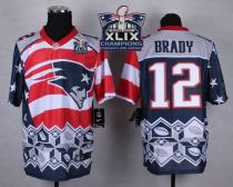 Nike New England Patriots -12 Tom Brady Navy Blue Super Bowl XLIX Champions Patch Mens Stitched NFL