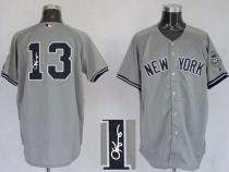 New York Yankees -13 Alex Rodriguez Grey Autographed Stitched MLB Jersey