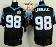 Nike Carolina Panthers #98 Star Lotulelei Black Team Color Super Bowl 50 Men's Stitched NFL Elite Je