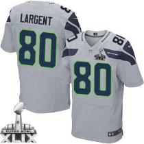 Nike Seattle Seahawks #80 Steve Largent Grey Alternate Super Bowl XLIX Men's Stitched NFL Elite Jers