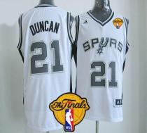 New Revolution 30 San Antonio Spurs -21 Tim Duncan White Finals Patch Stitched NBA Jersey