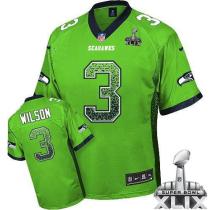 Nike Seattle Seahawks #3 Russell Wilson Green Super Bowl XLIX Men‘s Stitched NFL Elite Drift Fashion