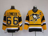 Pittsburgh Penguins -66 Mario Lemieux Stitched Yellow Mitchell&Ness NHL Jersey