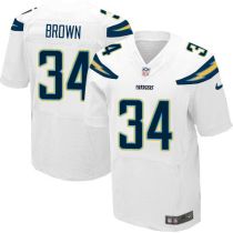 Nike San Diego Chargers #34 Donald Brown White Men‘s Stitched NFL New Elite Jersey
