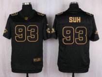 Nike Miami Dolphins -93 Ndamukong Suh Black Stitched NFL Elite Pro Line Gold Collection Jersey