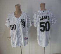 Chicago White Sox -50 John Danks White With Black Strip Stitched MLB Jersey