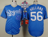 Kansas City Royals -56 Greg Holland Light Blue Alternate 1 Cool Base W 2015 World Series Patch Stitc